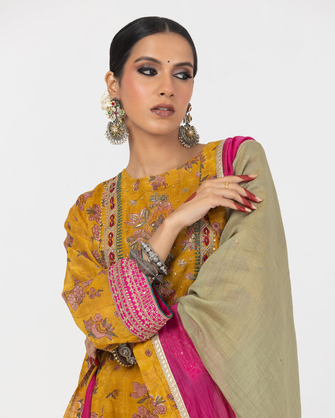 olive green chanderi mull dupatta