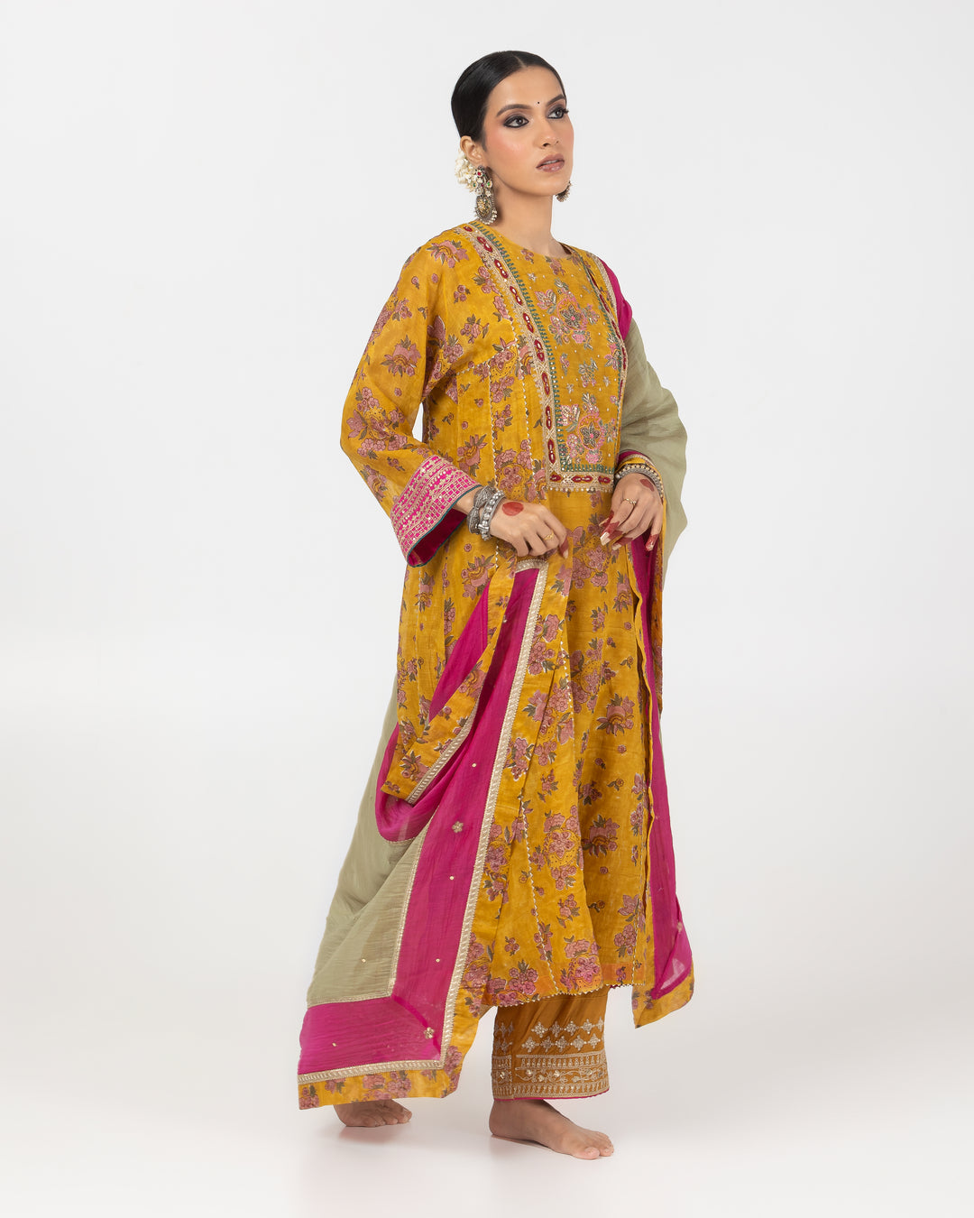 olive green chanderi mull dupatta