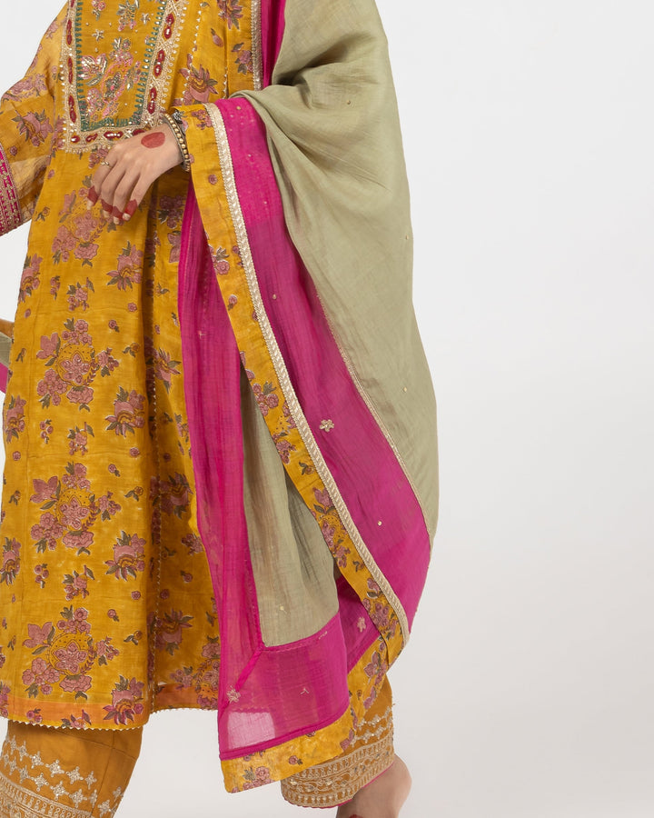 olive green chanderi mull dupatta