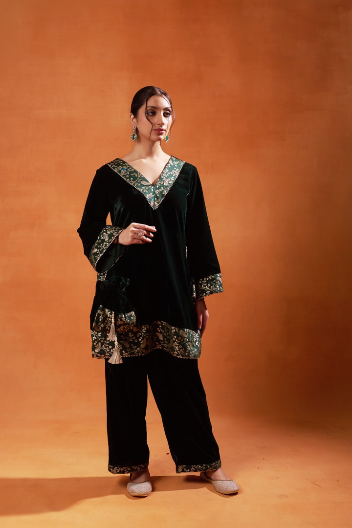 royal blue velvet embroidered sharara set