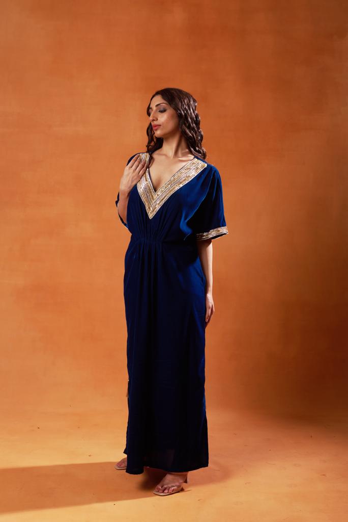 burgundy and elegant navy blue kaftan sets