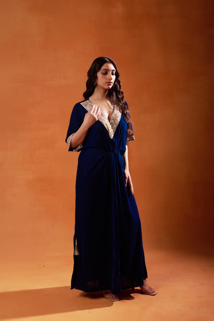 burgundy and elegant navy blue kaftan sets