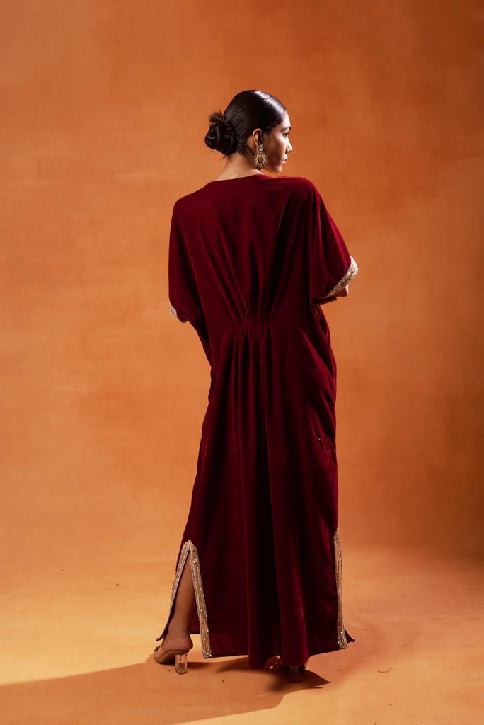 burgundy and elegant navy blue kaftan sets