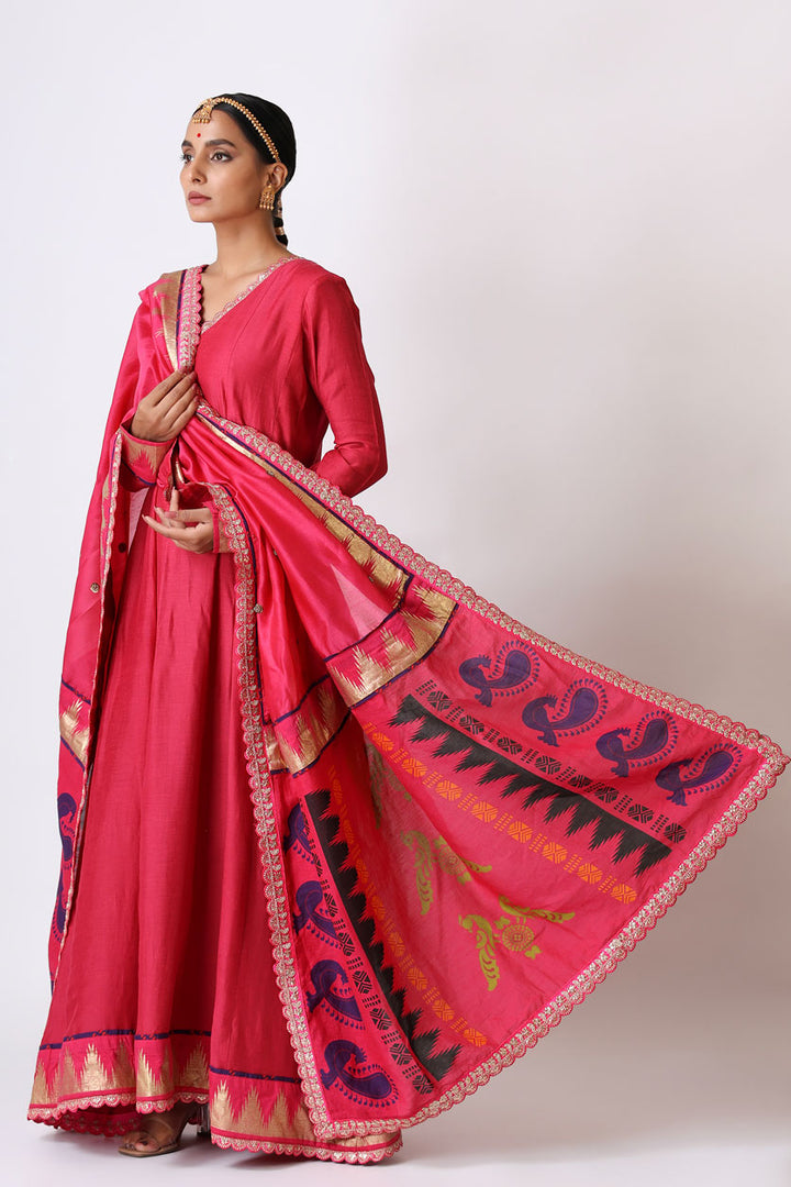 pranay pink embroidered dupatta