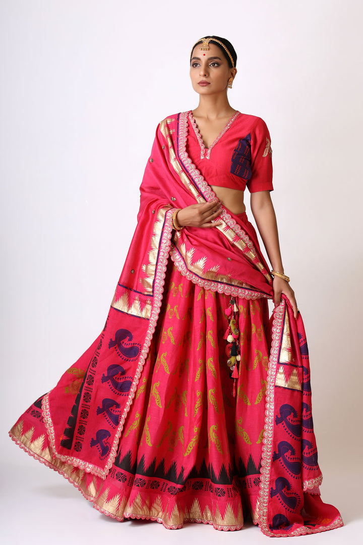 pranay pink embroidered dupatta