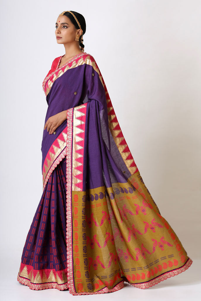 prateeti purple olive saree