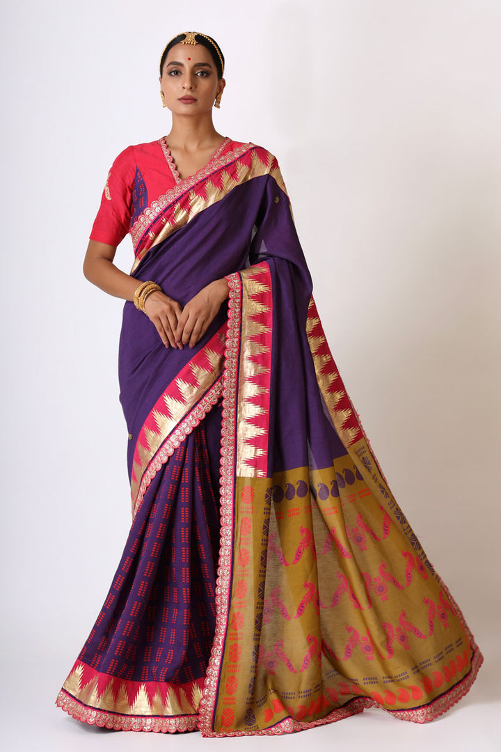 prateeti purple olive saree