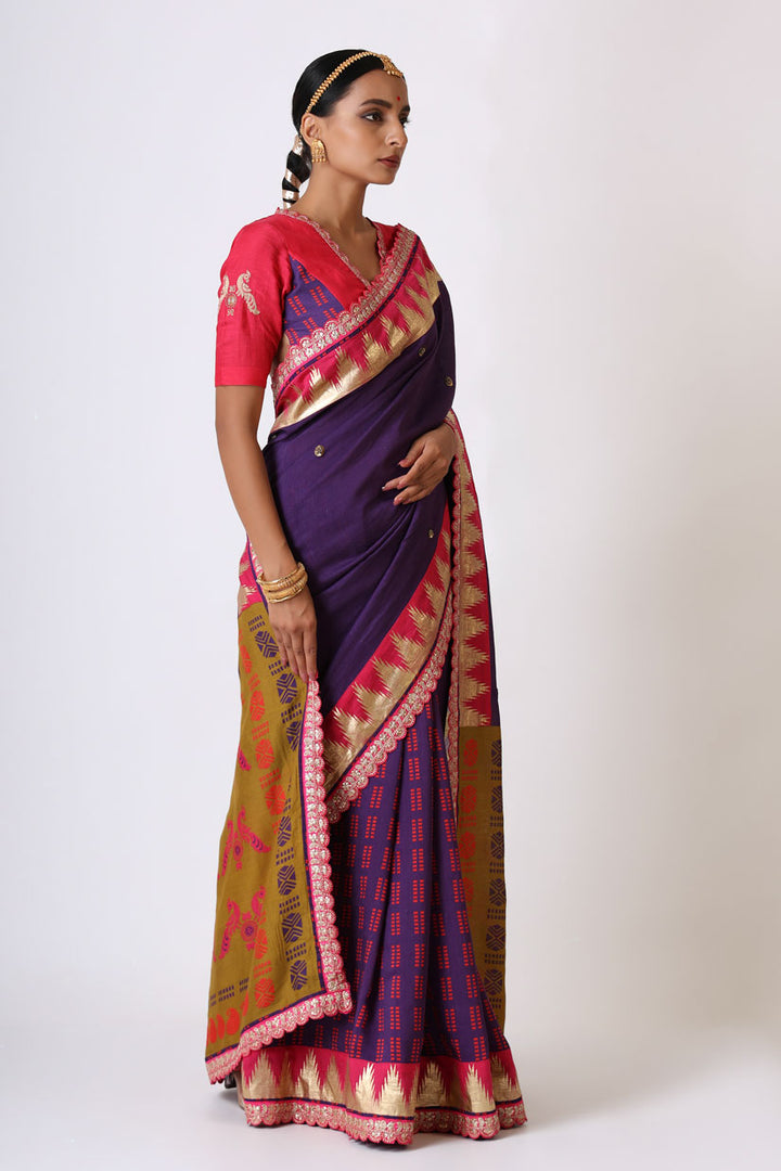 prateeti purple olive saree