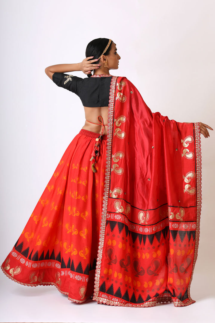 prem red embroidered dupatta