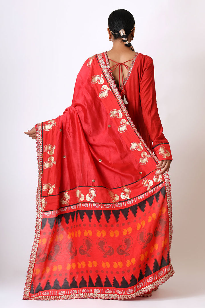 prem red embroidered dupatta