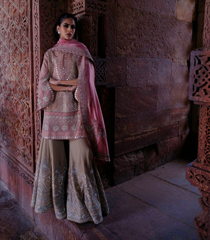 Misha Tunic with Gotta Sharara & Bird Dupatta