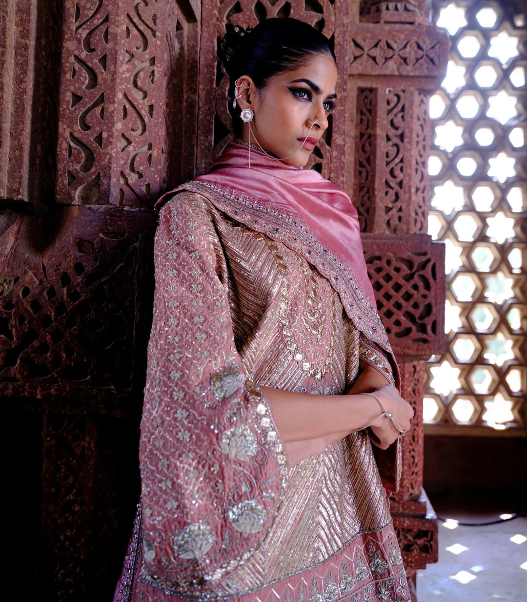 Misha Tunic with Gotta Sharara & Bird Dupatta