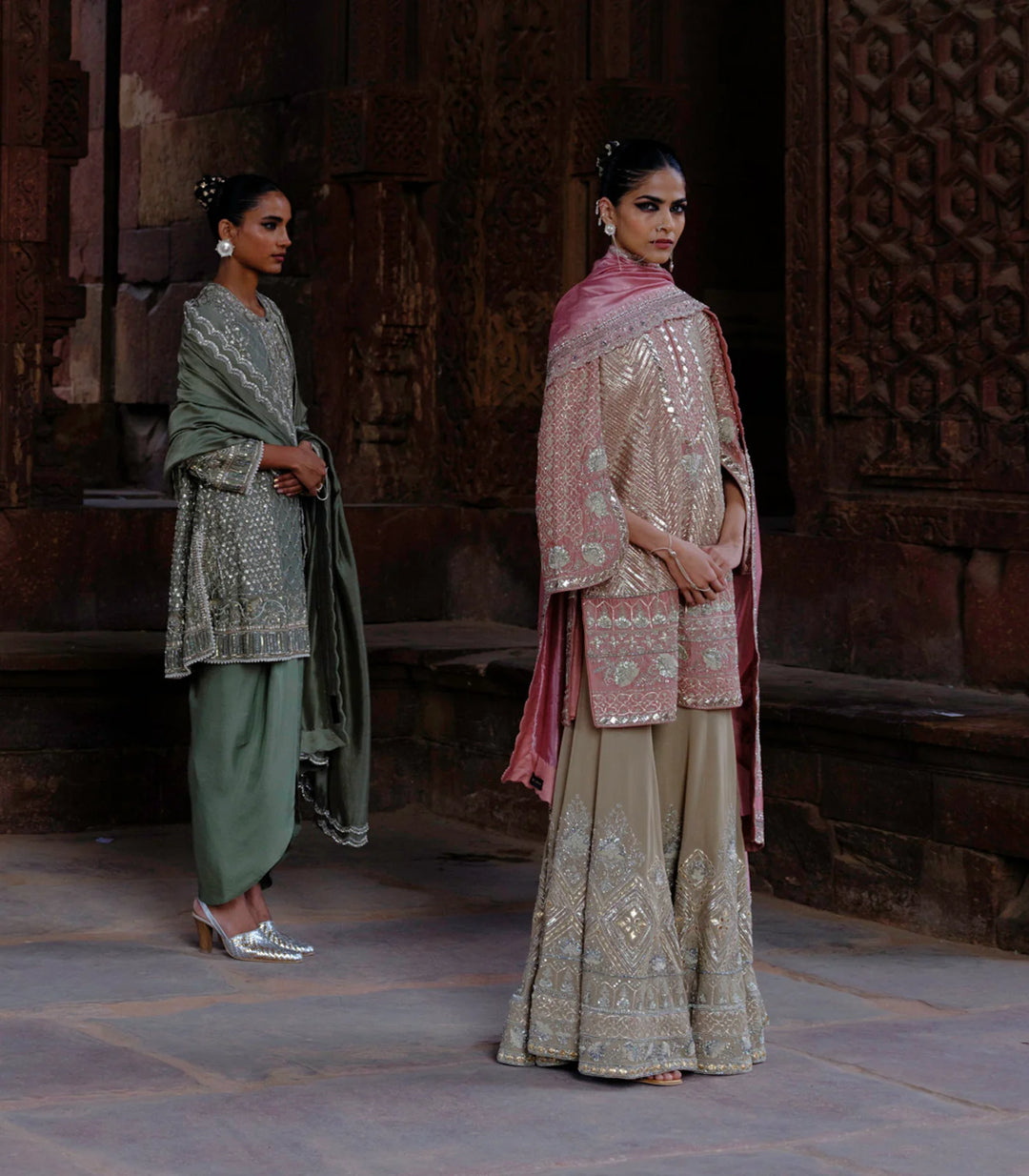 Misha Tunic with Gotta Sharara & Bird Dupatta