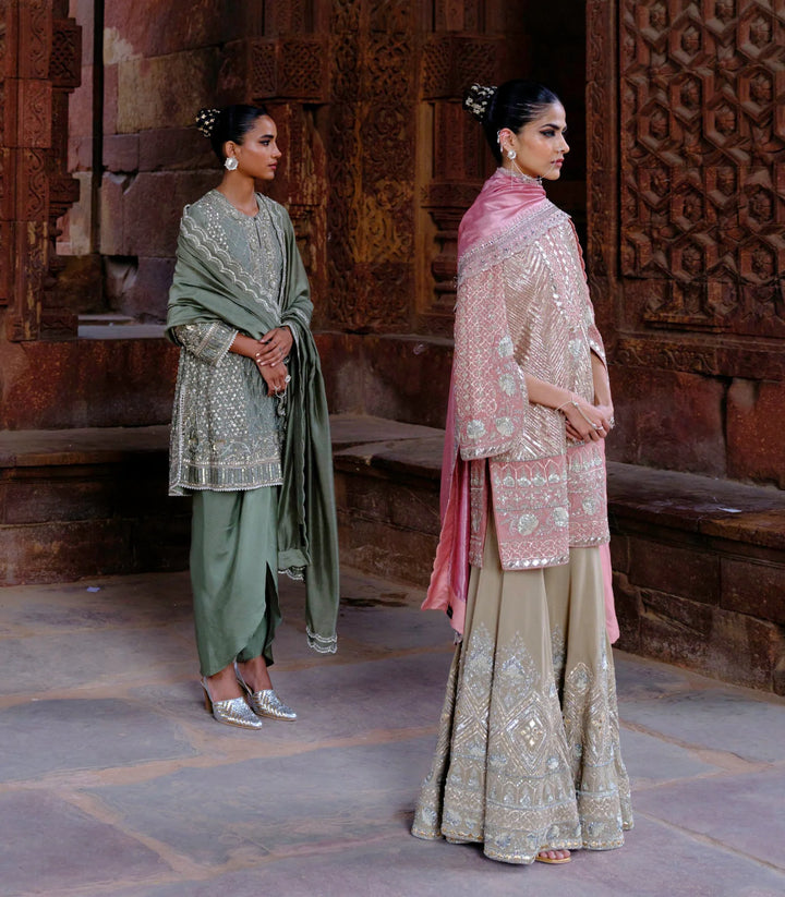 Misha Tunic with Gotta Sharara & Bird Dupatta