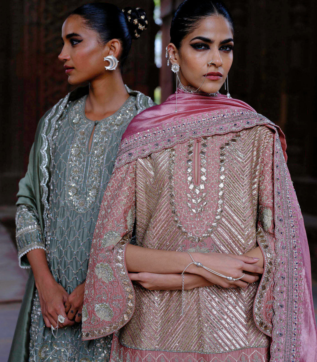 Misha Tunic with Gotta Sharara & Bird Dupatta
