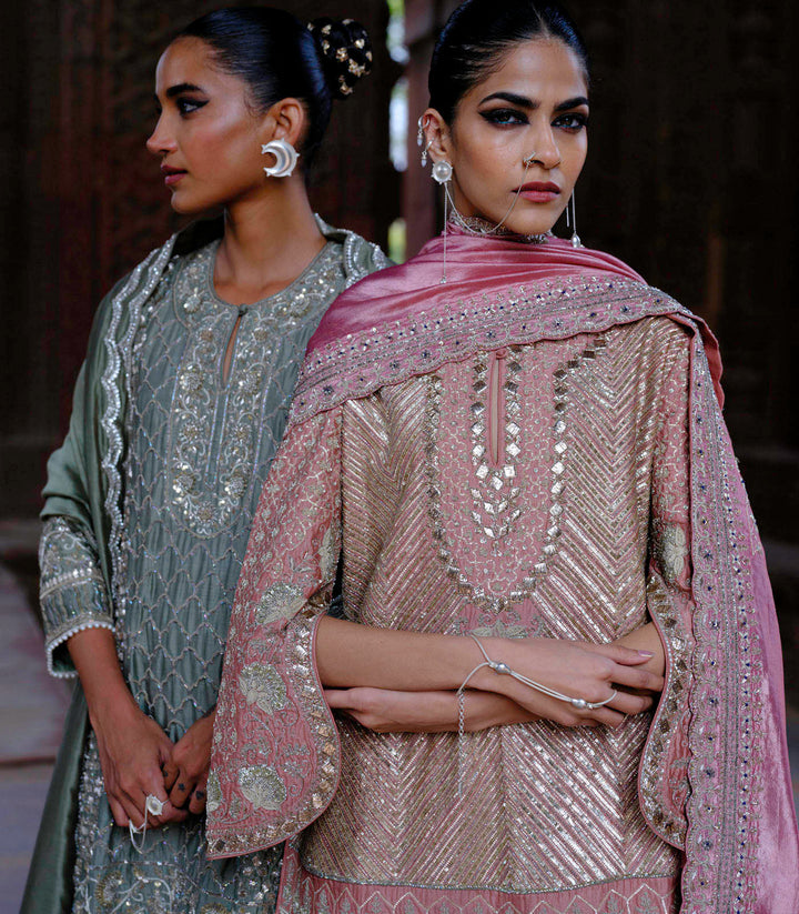 Misha Tunic with Gotta Sharara & Bird Dupatta