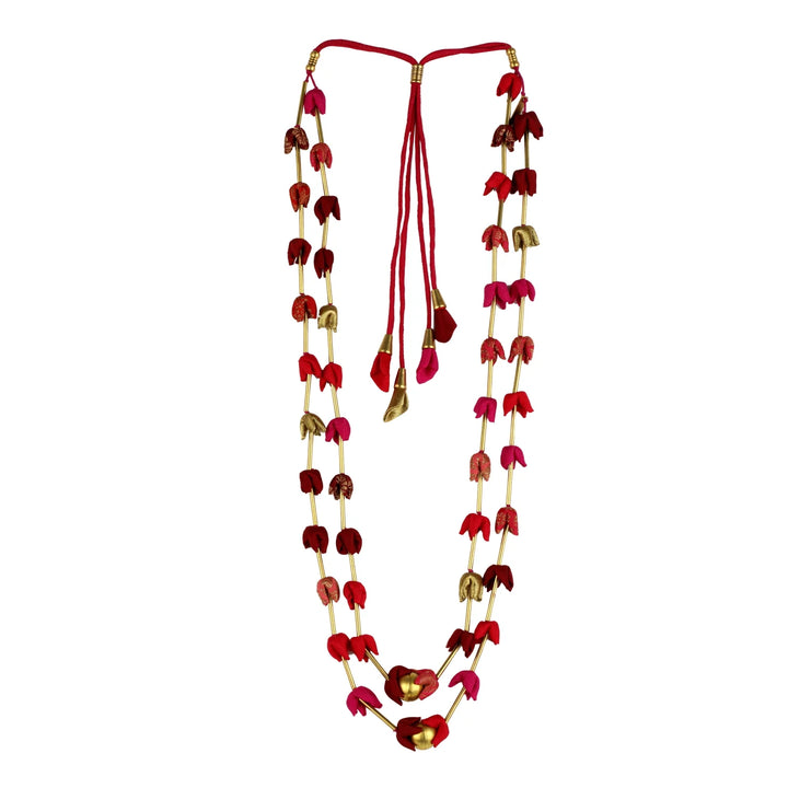 Red Multi Mogra Pipe Mala