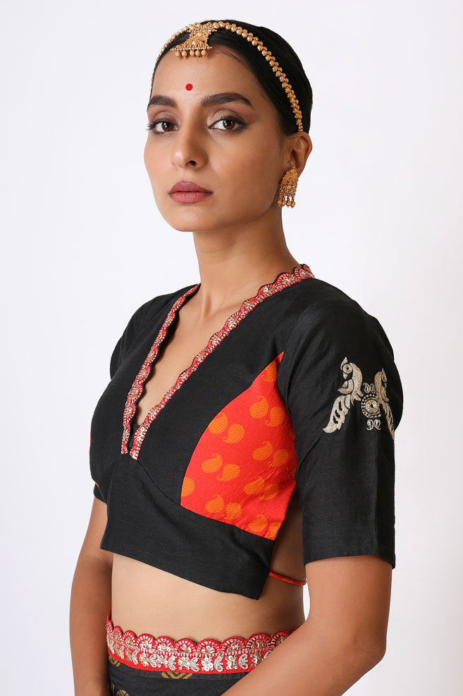 sangharsh black red saree