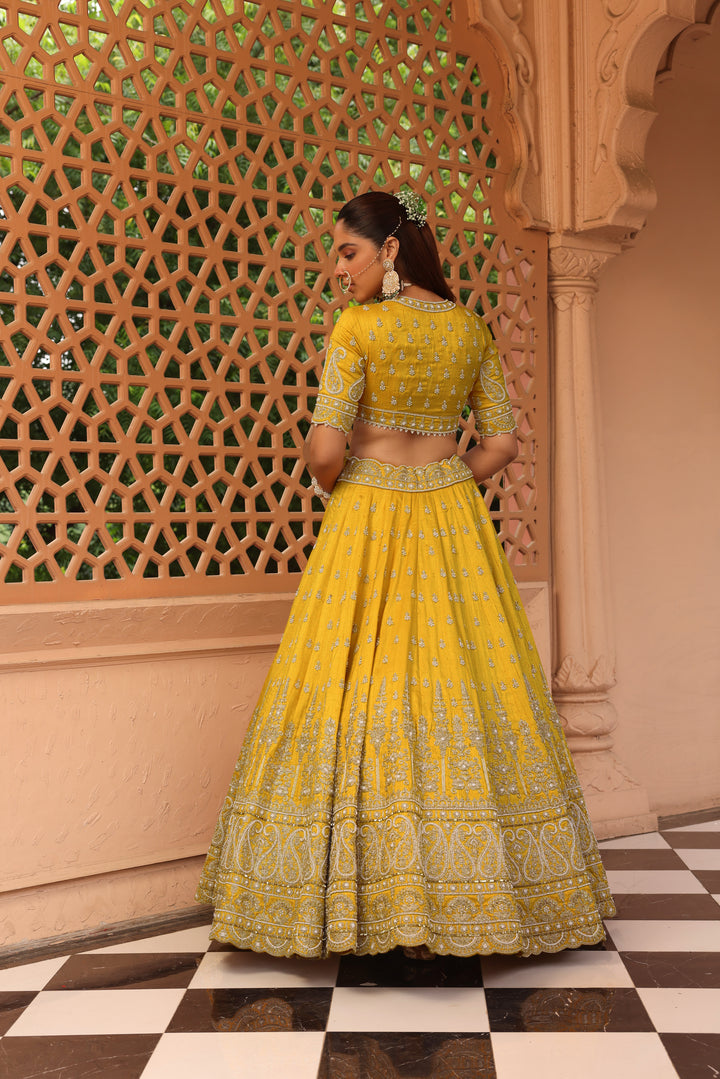 uzma mustard lehenga with blouse and dupatta