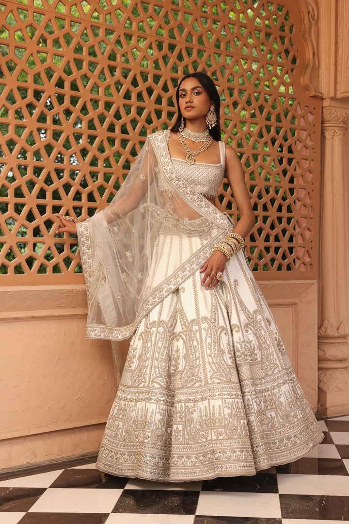 iqra ivory lehenga with blouse and dupatta