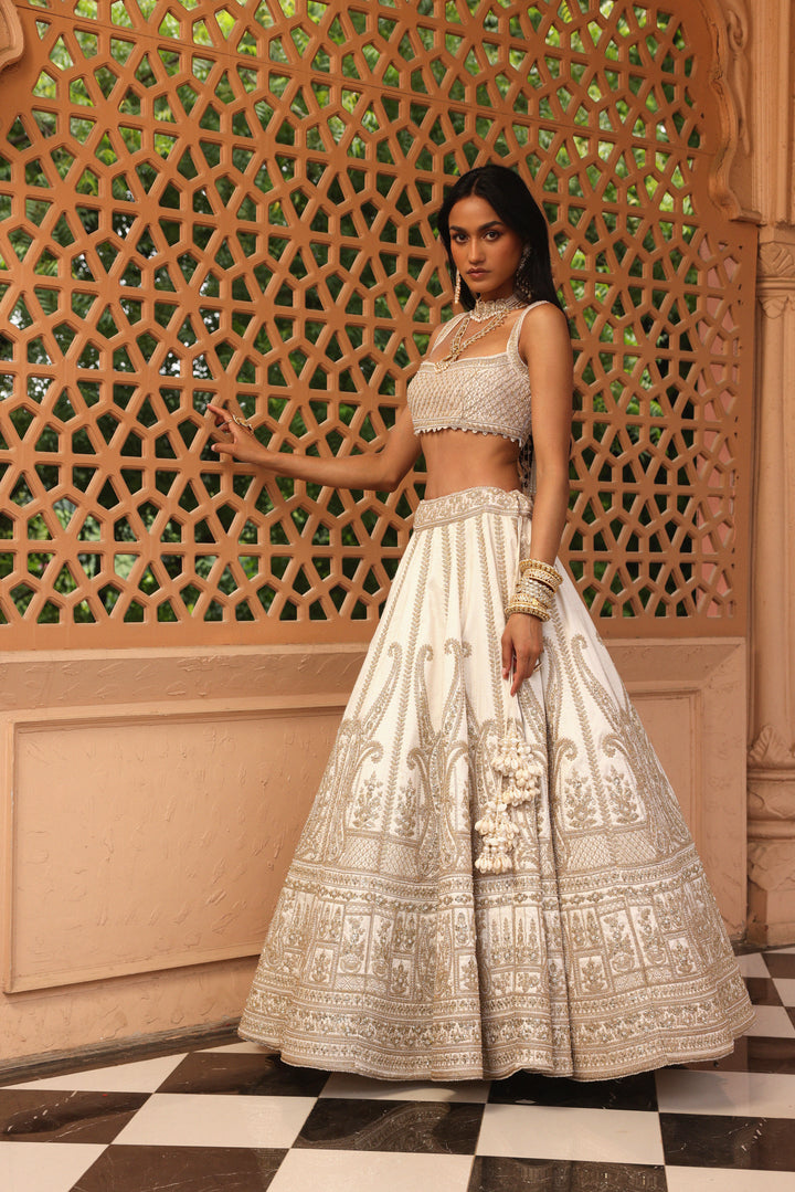 iqra ivory lehenga with blouse and dupatta