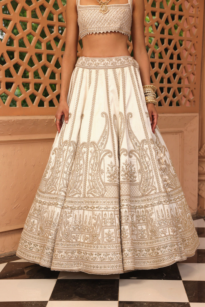 iqra ivory lehenga with blouse and dupatta