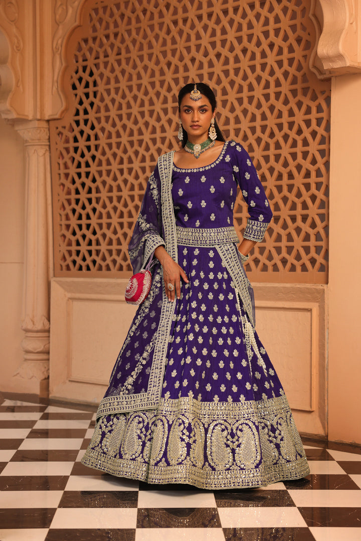 aasmaa purple lehenga with choli and dupatta