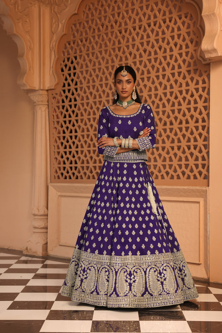 aasmaa purple lehenga with choli and dupatta