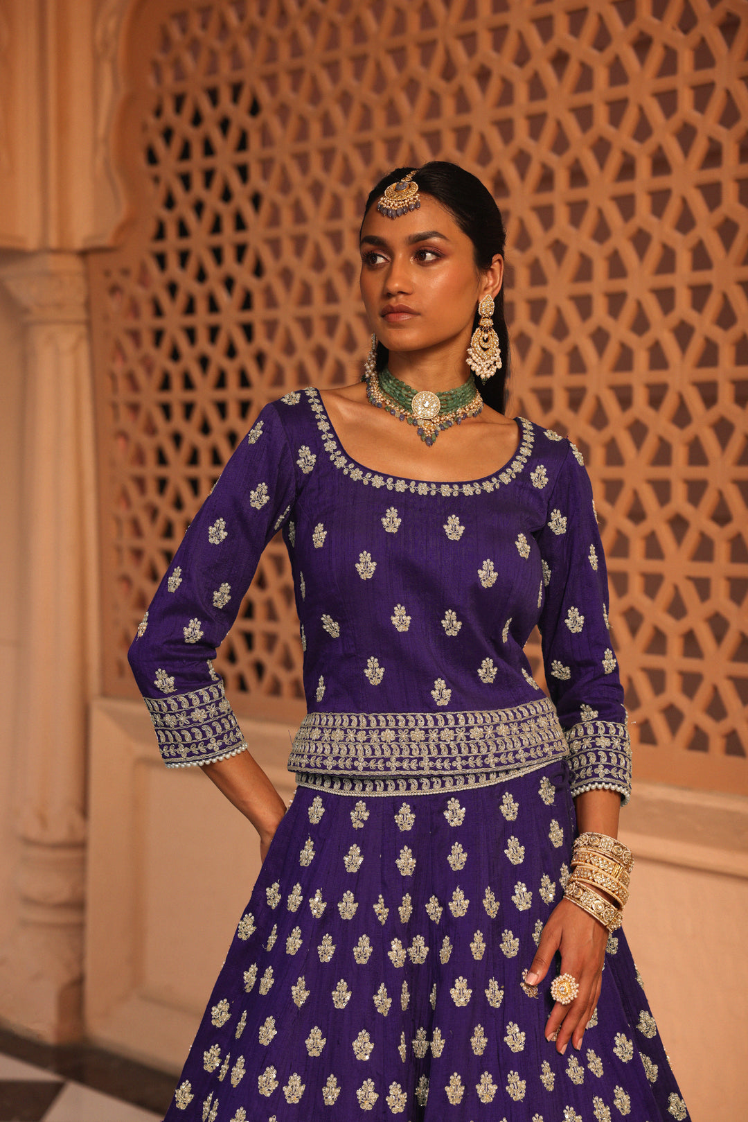 aasmaa purple lehenga with choli and dupatta