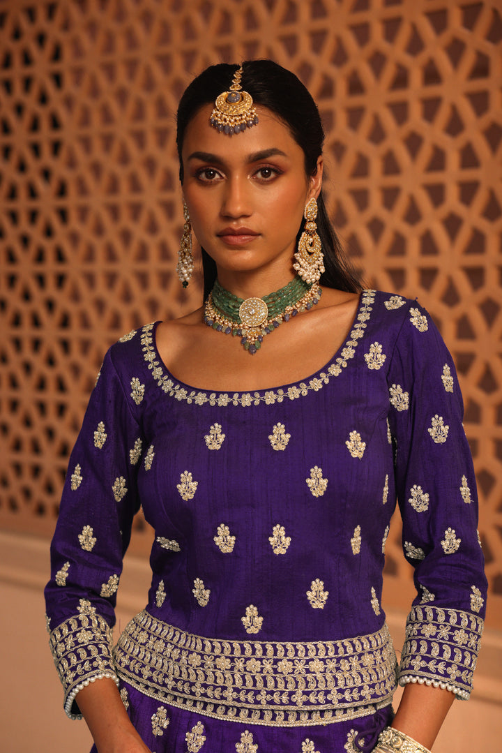 aasmaa purple lehenga with choli and dupatta