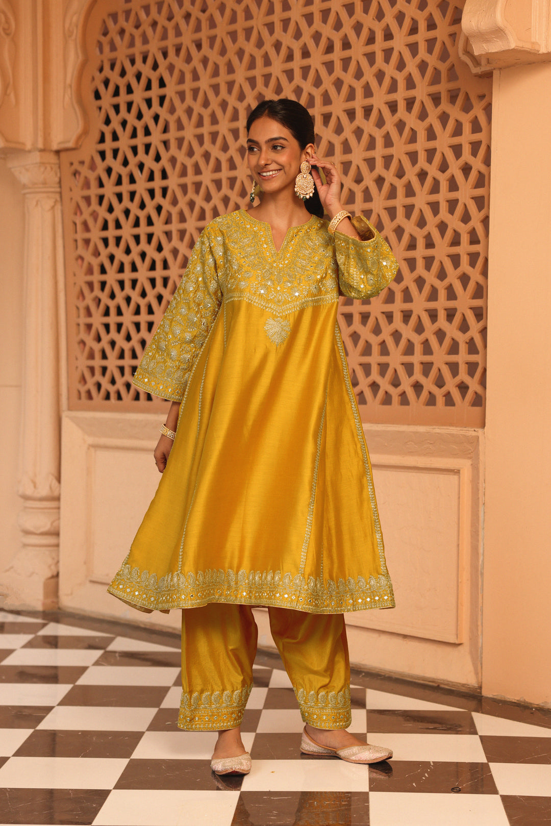 aiman-short knee length chauga with salwar and odhni