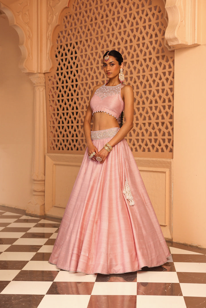 humeyra rosepink lehenga with blouse and dupatta