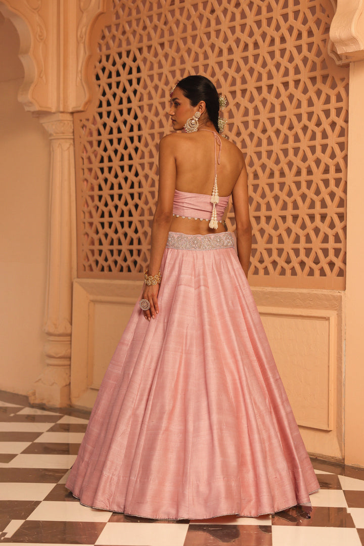 humeyra rosepink lehenga with blouse and dupatta