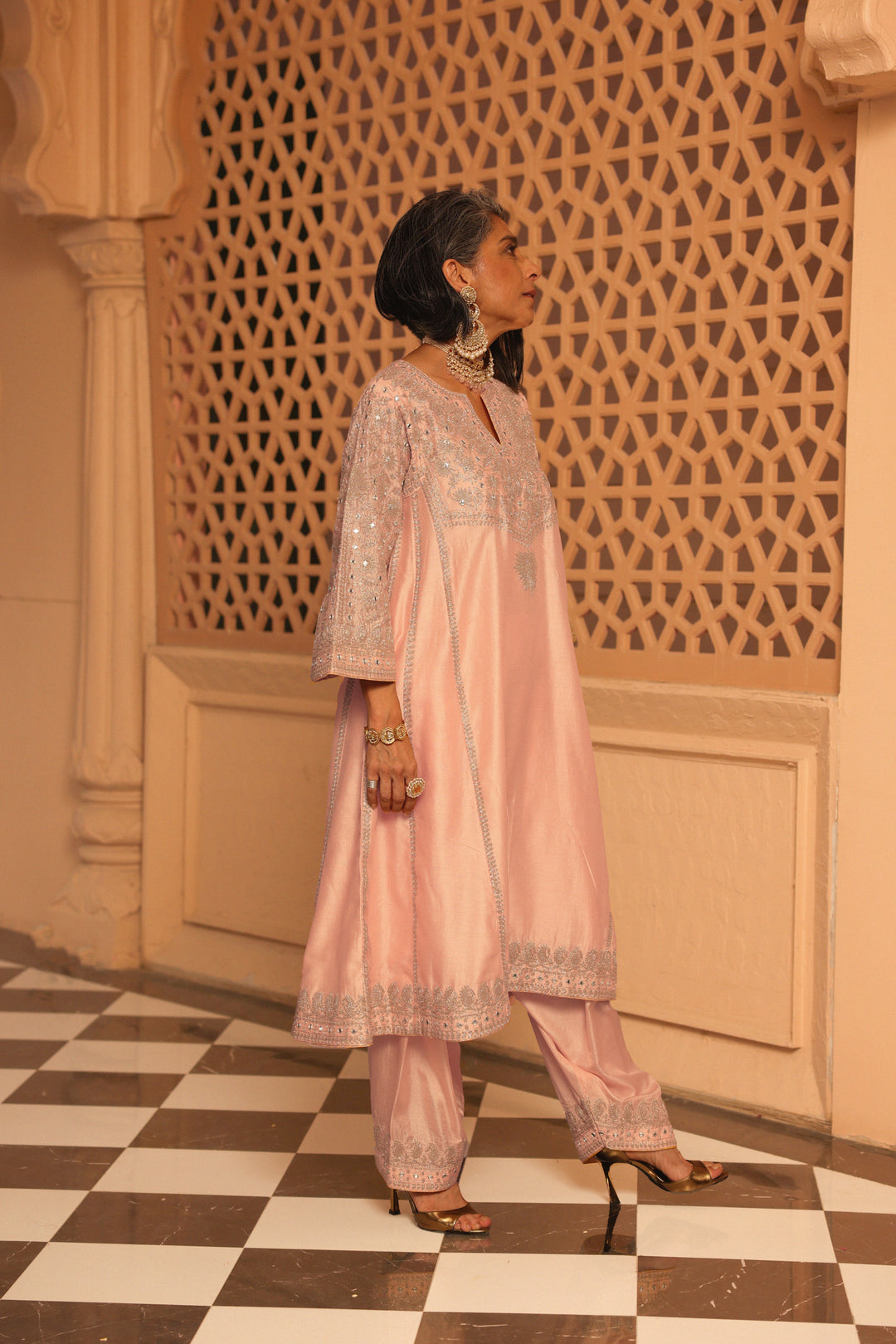 aiman-short knee length chauga with salwar and odhni