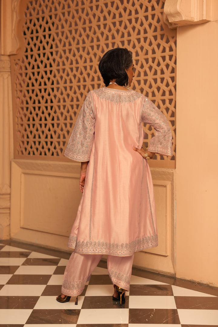 aiman-short knee length chauga with salwar and odhni