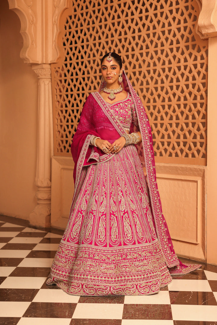 inaya hot pink lehenga with blouse and dupatta