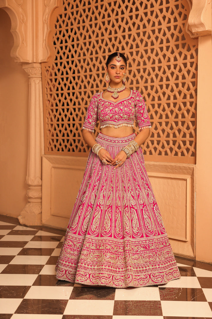 inaya hot pink lehenga with blouse and dupatta