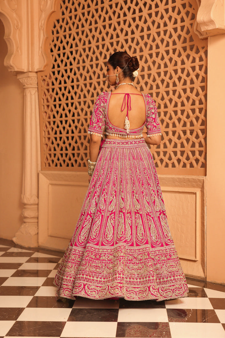 inaya hot pink lehenga with blouse and dupatta