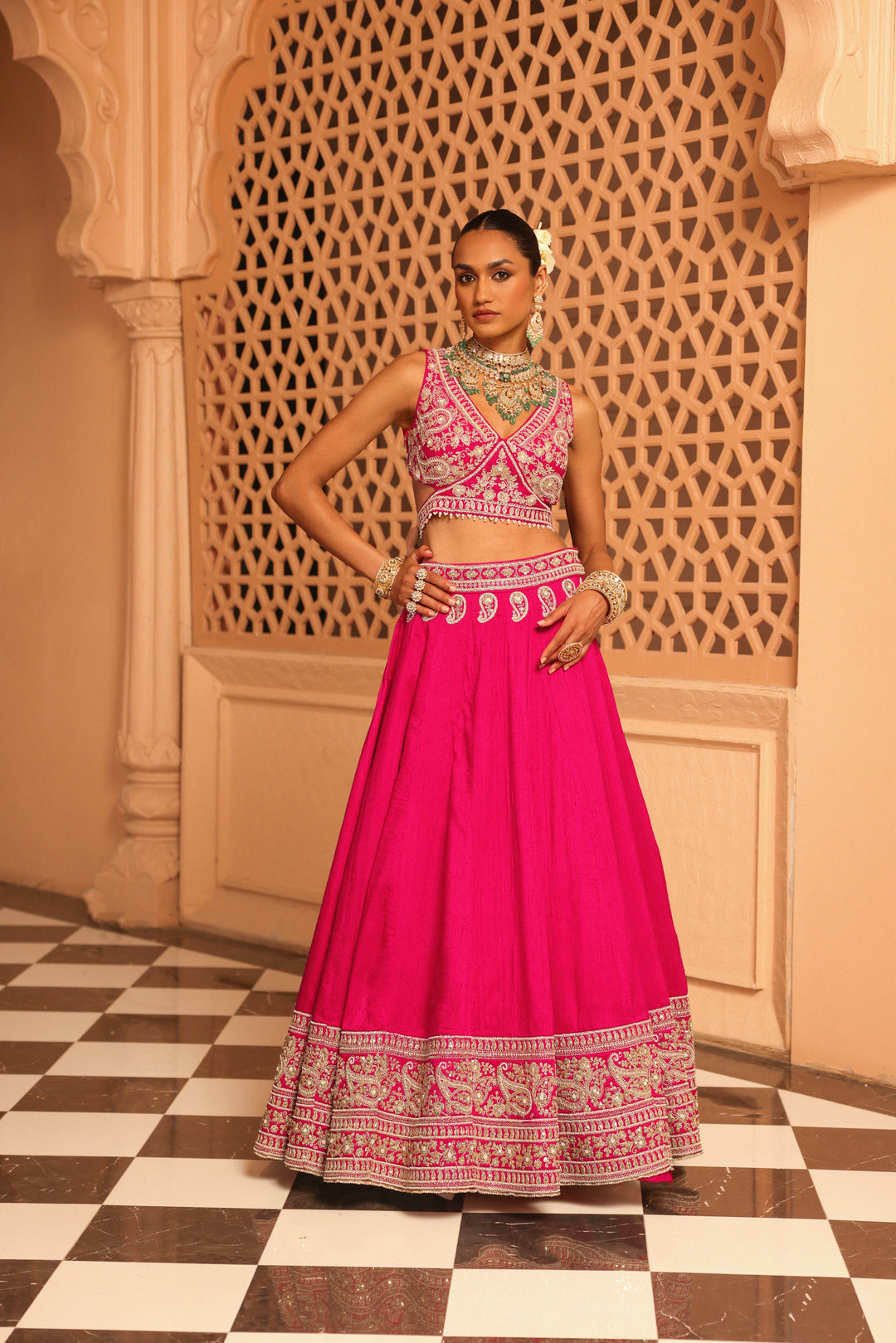 Ilma hot pink Lehenga With Blouse and dupatta