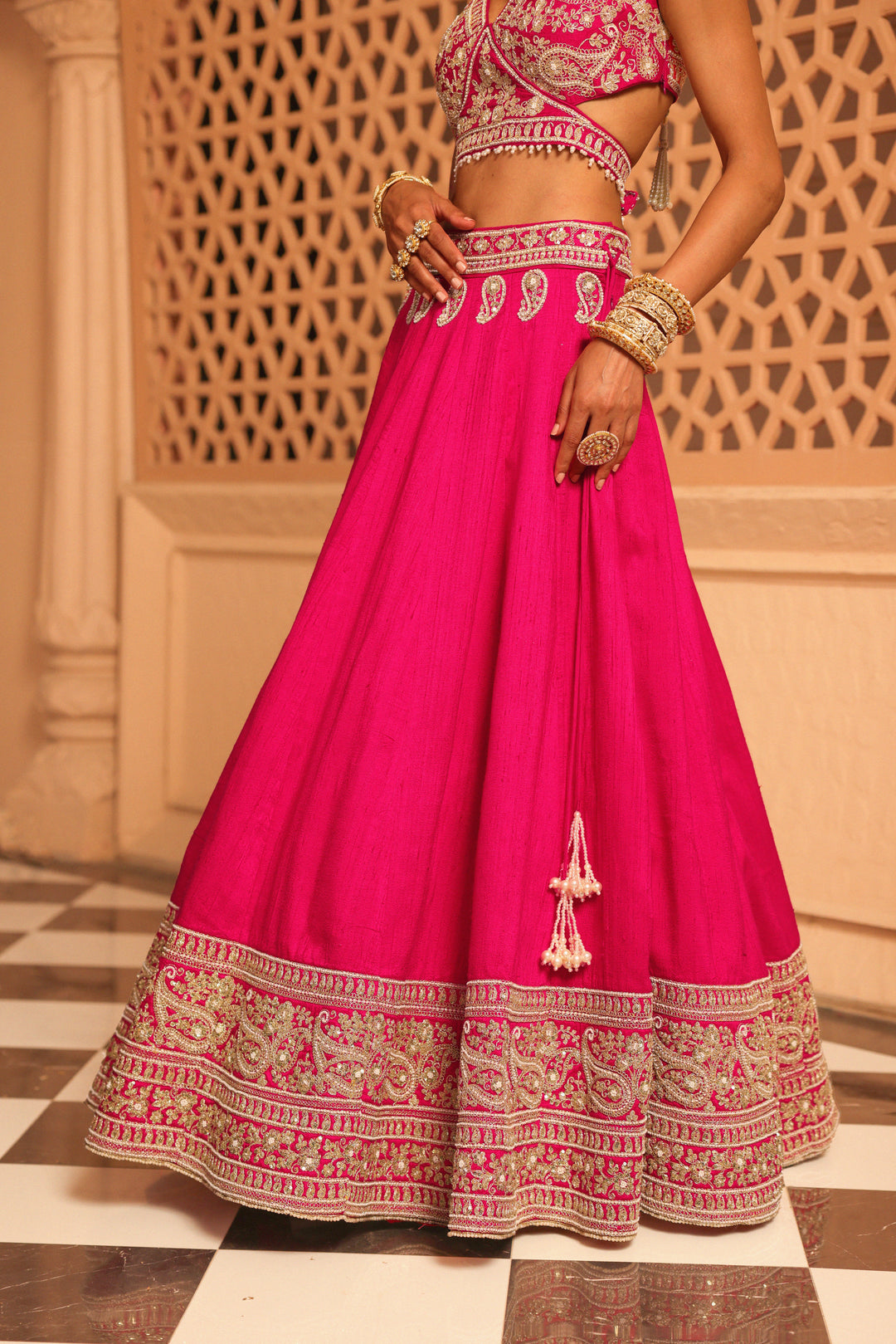 Ilma hot pink Lehenga With Blouse and dupatta