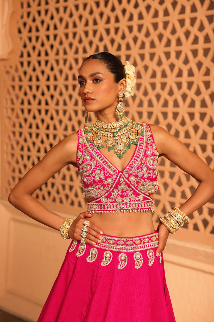 Ilma hot pink Lehenga With Blouse and dupatta