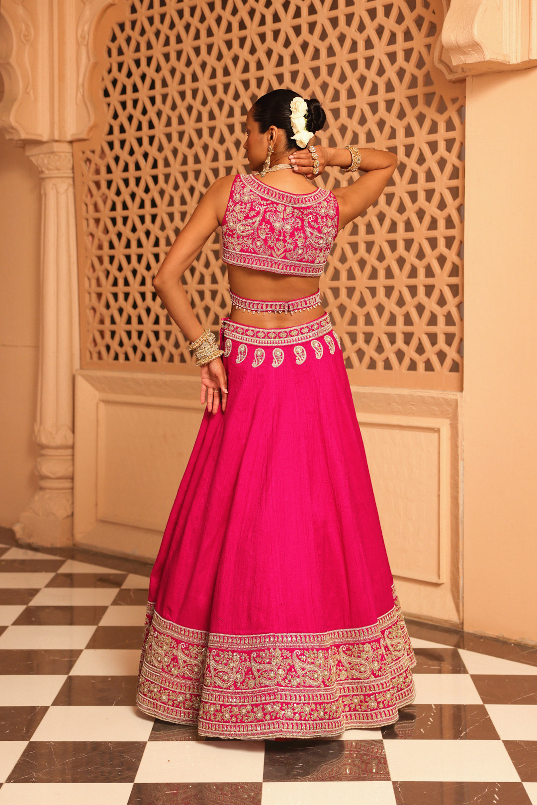 Ilma hot pink Lehenga With Blouse and dupatta