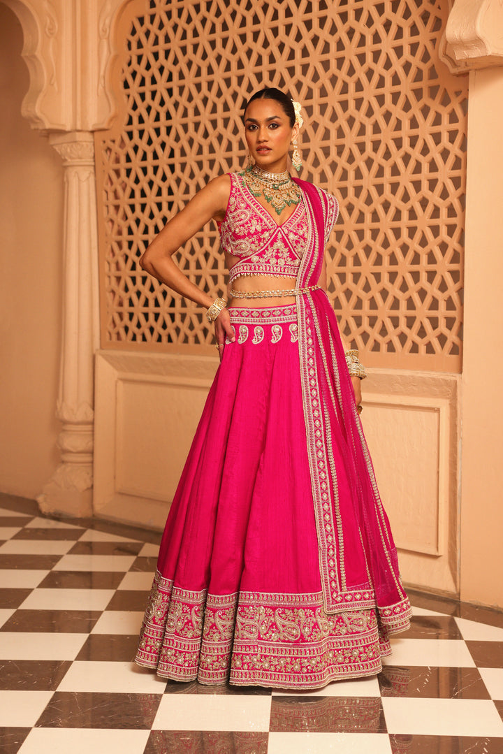 Ilma hot pink Lehenga With Blouse and dupatta