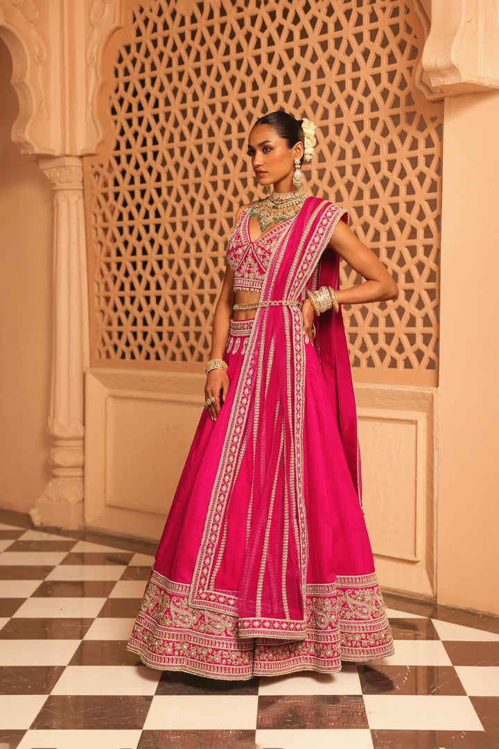 Ilma hot pink Lehenga With Blouse and dupatta