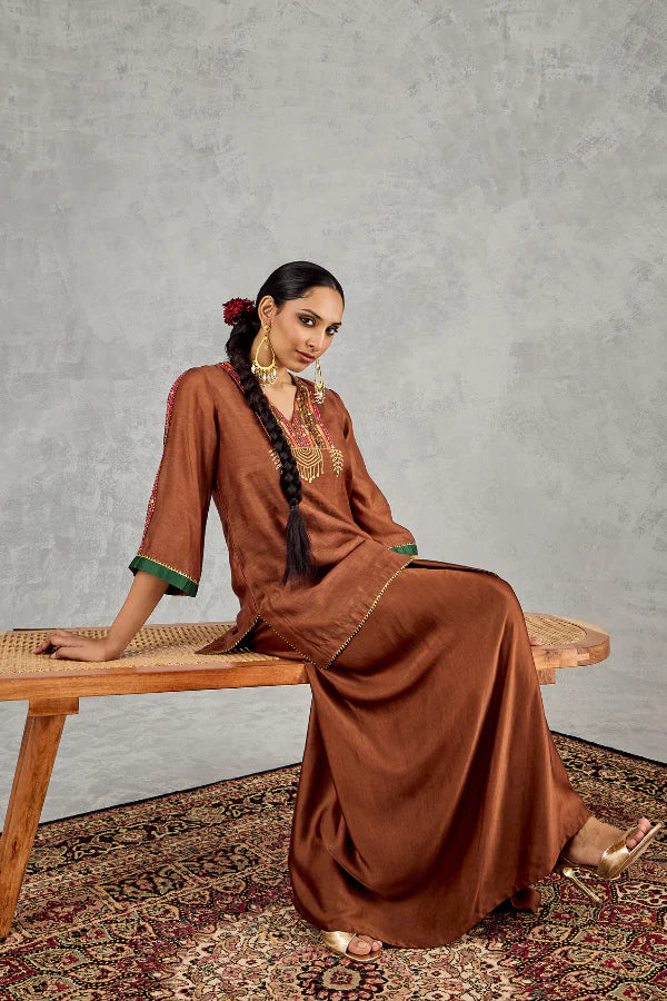 Brown Short Kurta Set