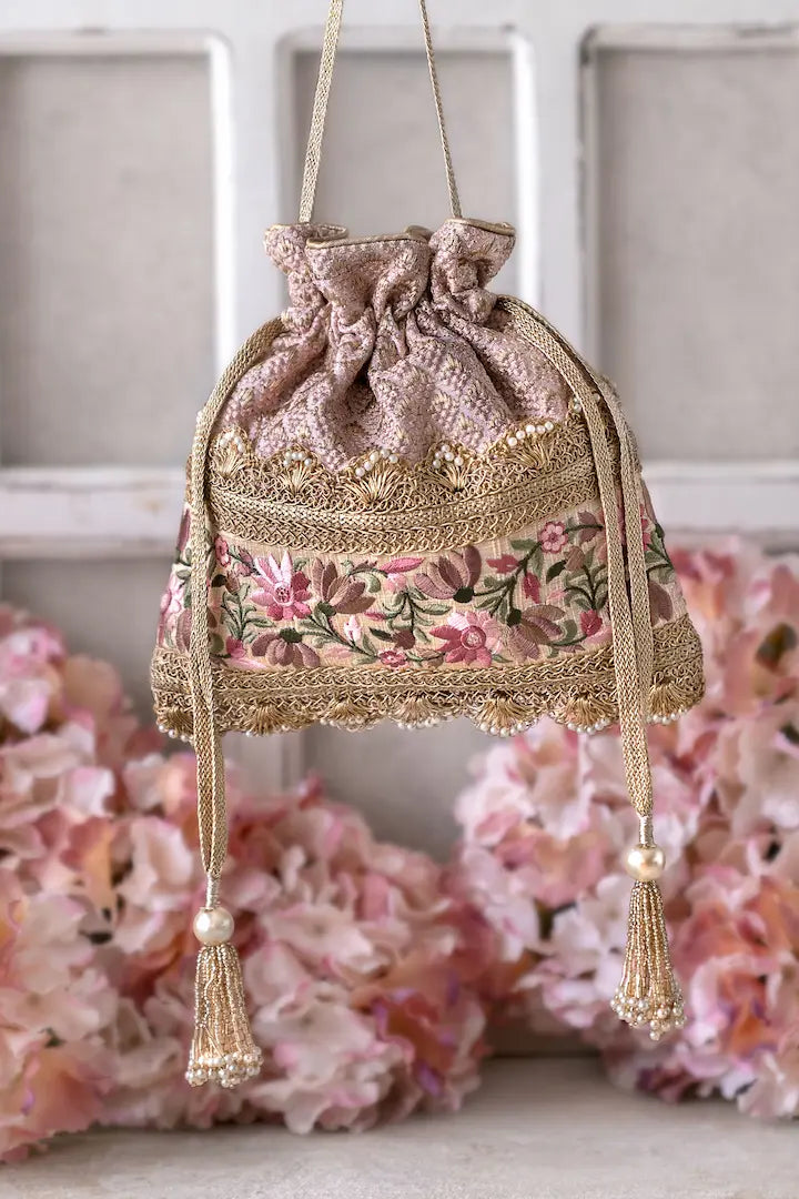 Serenade Threadwork Potli Baby Pink