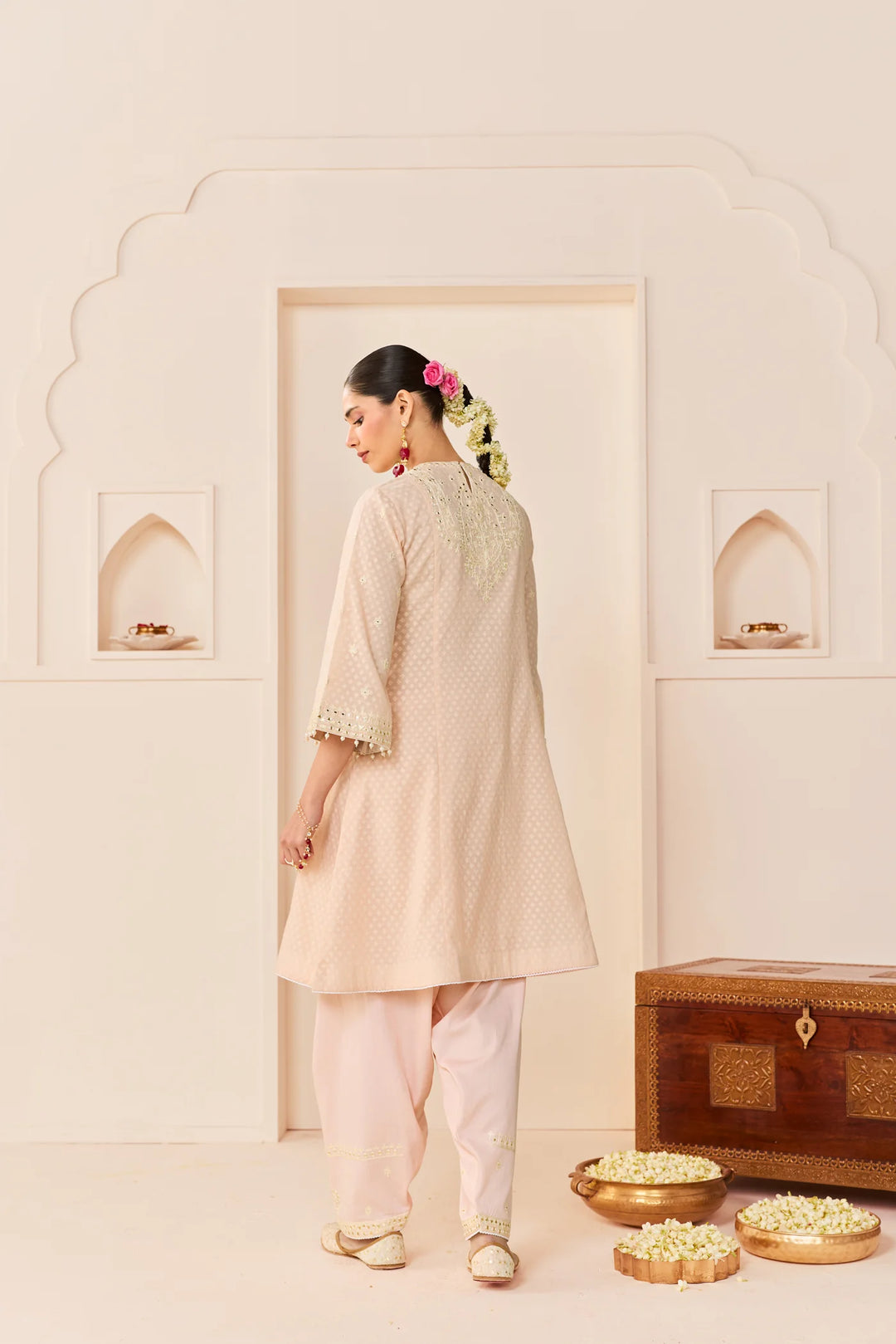 Nida - Carnation Pink Short Choga With Farshi Salwar and dupatta
