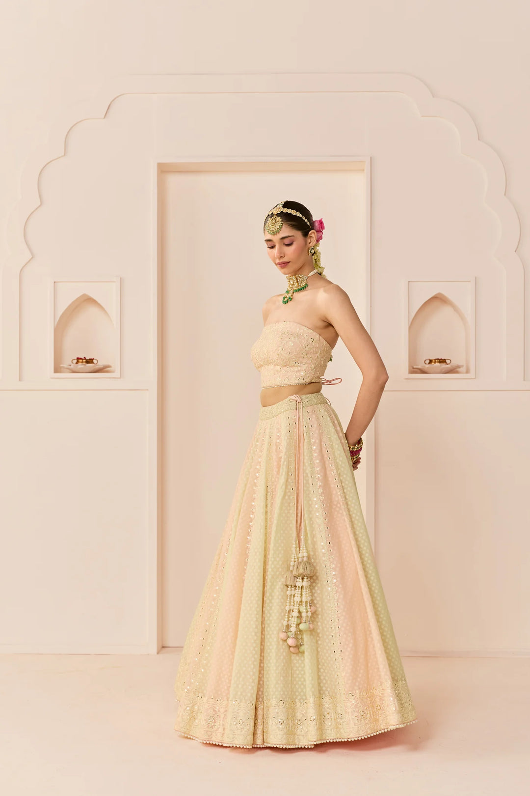 Umaiza - Carnation Pink Lehenga With Blouse And Dupatta