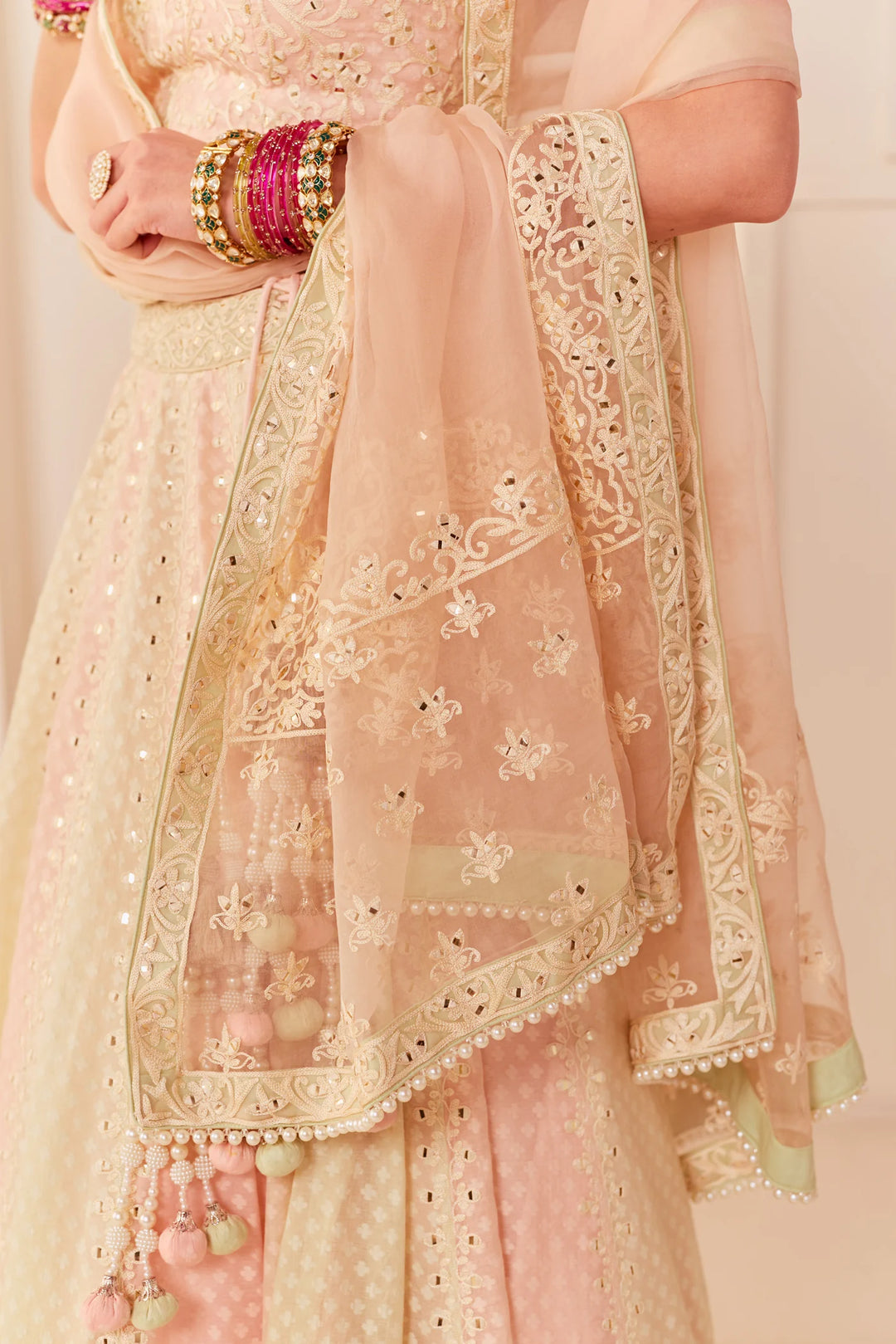 Umaiza - Carnation Pink Lehenga With Blouse And Dupatta