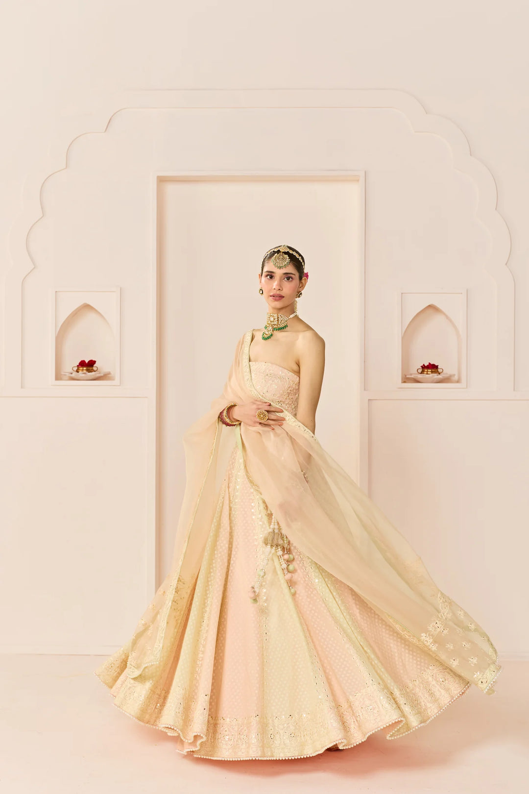 Umaiza - Carnation Pink Lehenga With Blouse And Dupatta